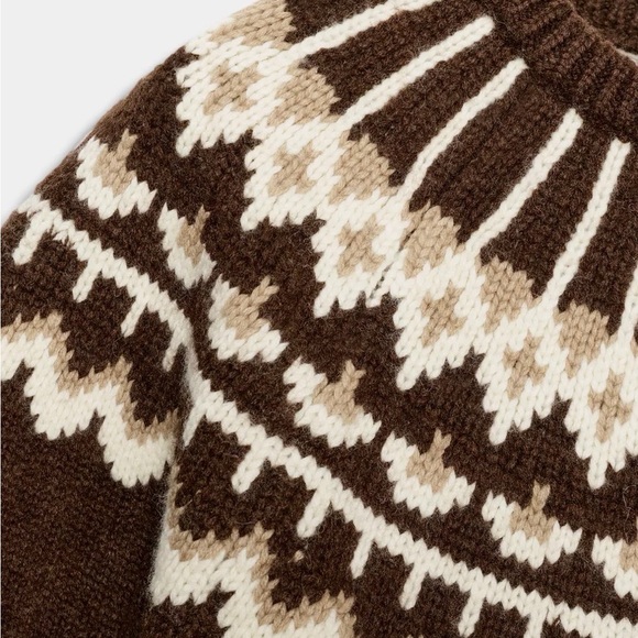 Zara short sleeve jacquard knit sweater - size S - Picture 4 of 6